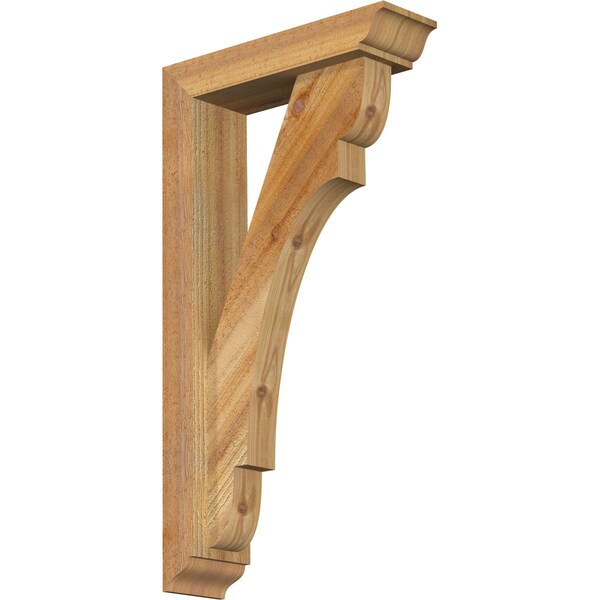 Ekena Millwork Olympic Traditional Rough Sawn Bracket w/ Offset Brace, Western Red Cedar, 4"W x 14"D x 26"H BKT0402X14X26OLY01RWR - main